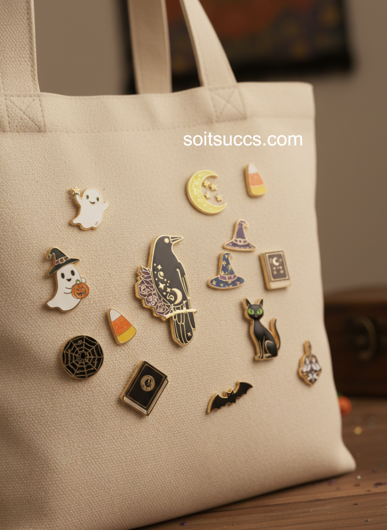 Celestial Raven Crow Enamel Pin