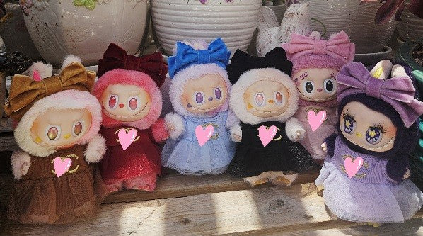 Designer Tulle Party Dress Bow Headband Clothes Labubu