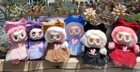 Designer Tulle Party Dress Bow Headband Clothes Labubu