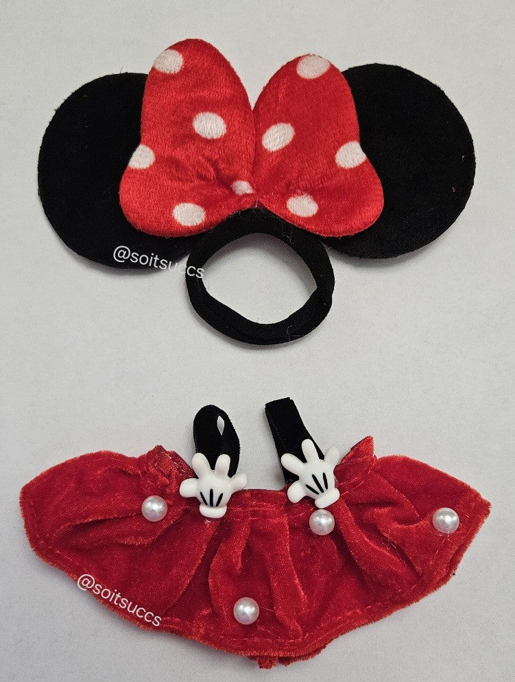 Red Polka Dot Dress Headband Clothes Labubu