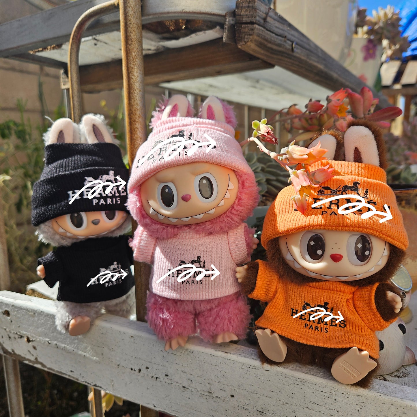 Designer H Beanie & Shirt Clothes Labubu