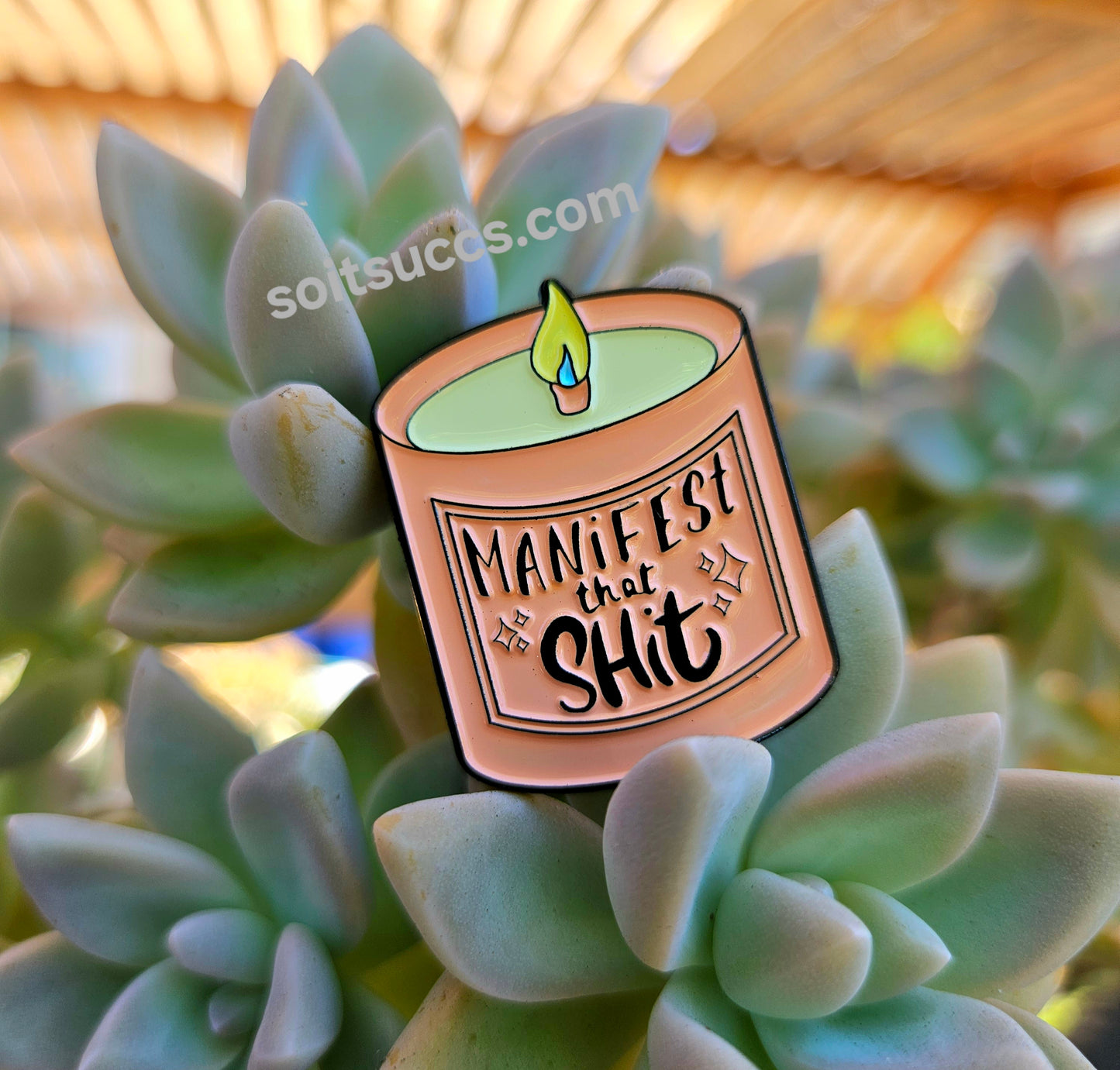 Manifest That Shit - Candle in A Jar Soft Enamel Pin