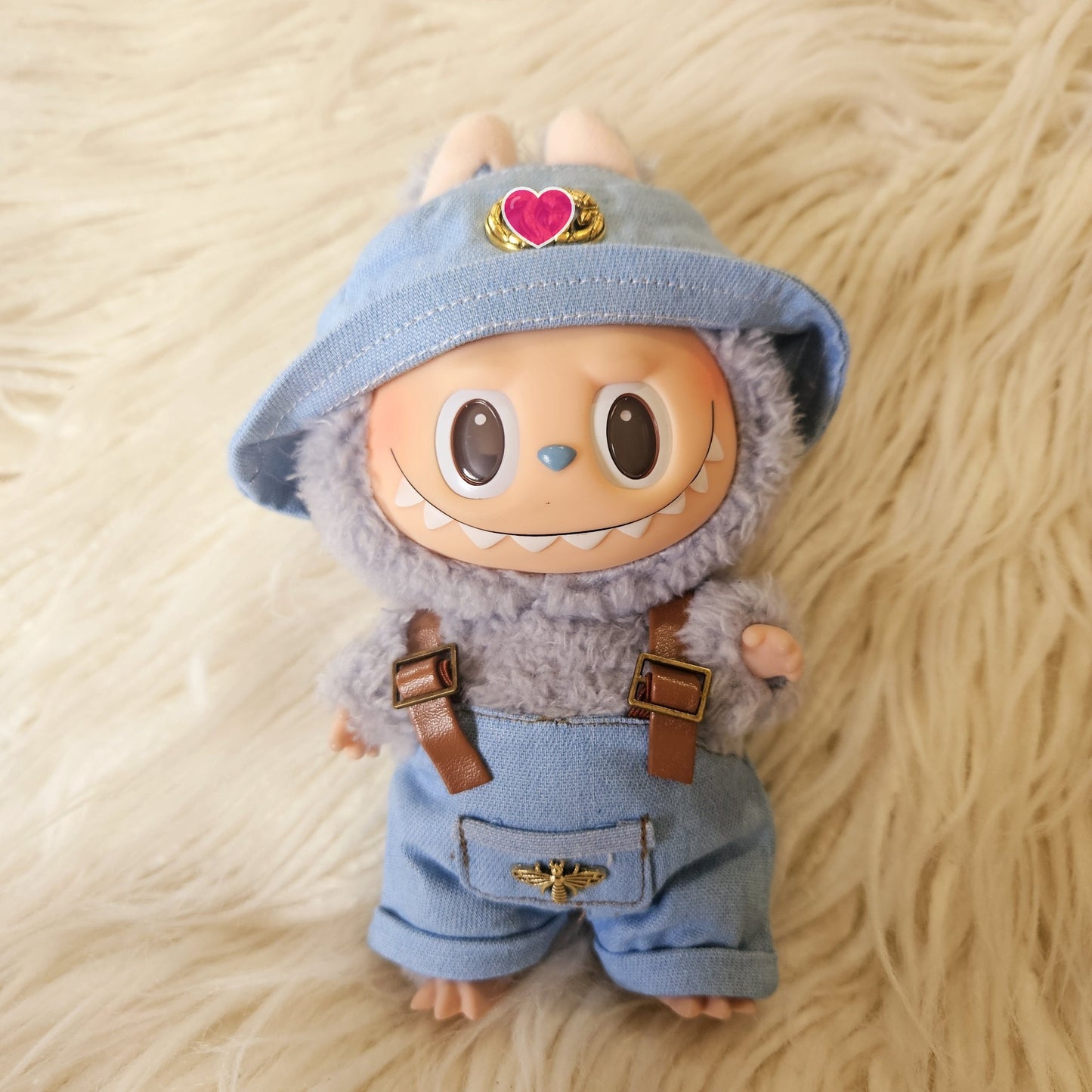 Designer Bee Hat Romper Overall Clothes Labubu