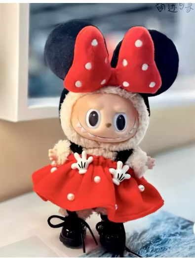 Red Polka Dot Dress Headband Clothes Labubu