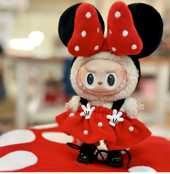 Red Polka Dot Dress Headband Clothes Labubu