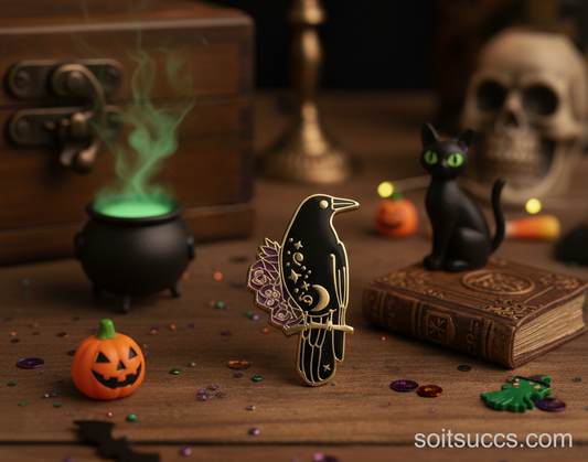Celestial Raven Crow Enamel Pin