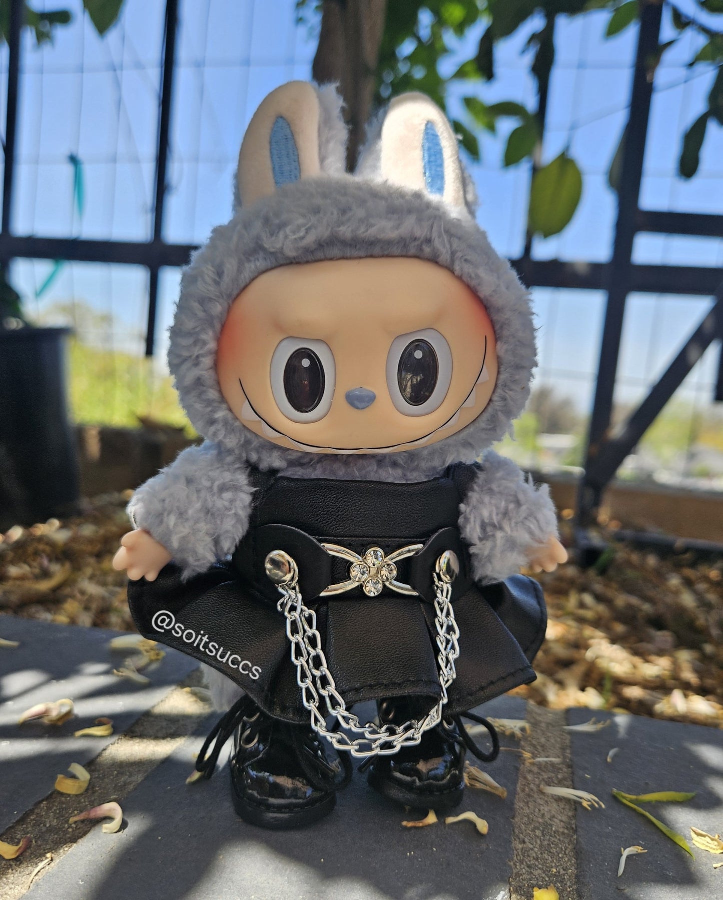 The Chain Leather Dress Dr Martin Inspired Biker Rocker  Clothes Labubu