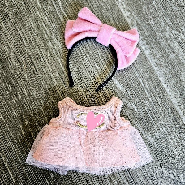 Designer Tulle Party Dress Bow Headband Clothes Labubu