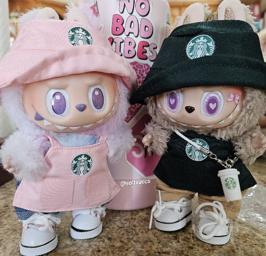 Pink Or Green Coffee Uniform Clothes Labubu