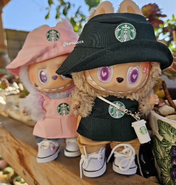 Pink Or Green Coffee Uniform Clothes Labubu