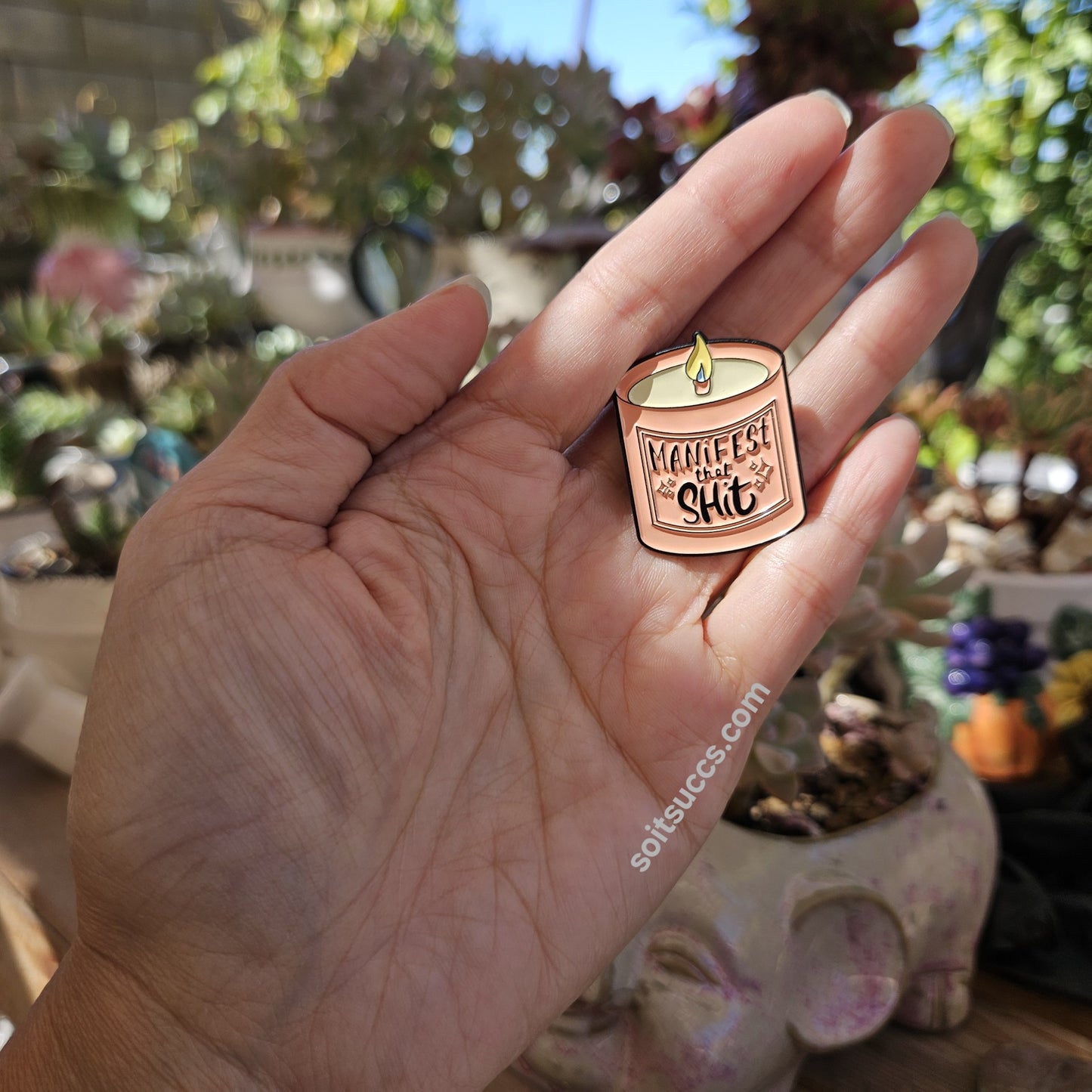 Manifest That Shit - Candle in A Jar Soft Enamel Pin